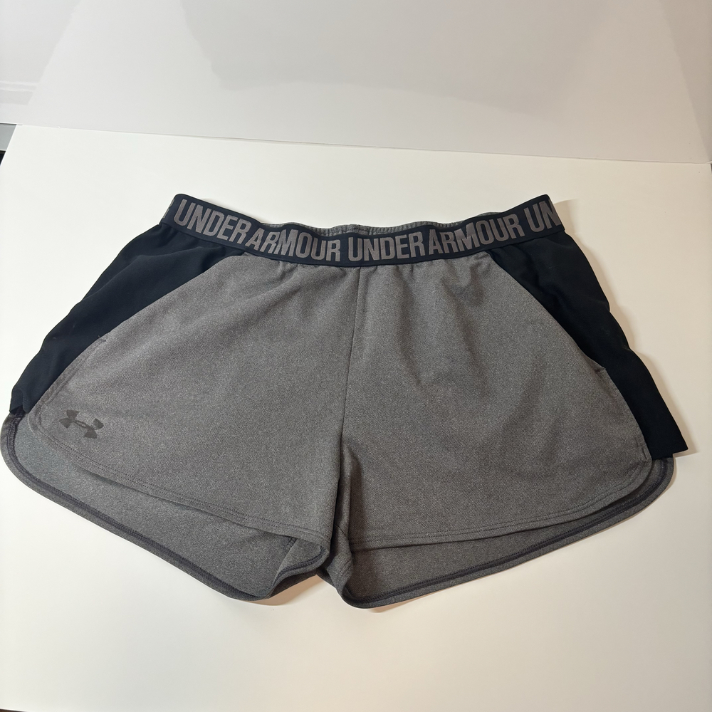 Under Armour HeatGear Grey and Black Athletic Running Shorts Large